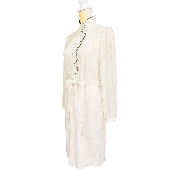 Tory Burch Deneuve Ruffle-Trim Dress Size 2 New Ivory Plissé" Fabric Ruffle EUC - Picture 1 of 10